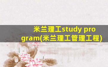 米兰理工study program(米兰理工管理工程)